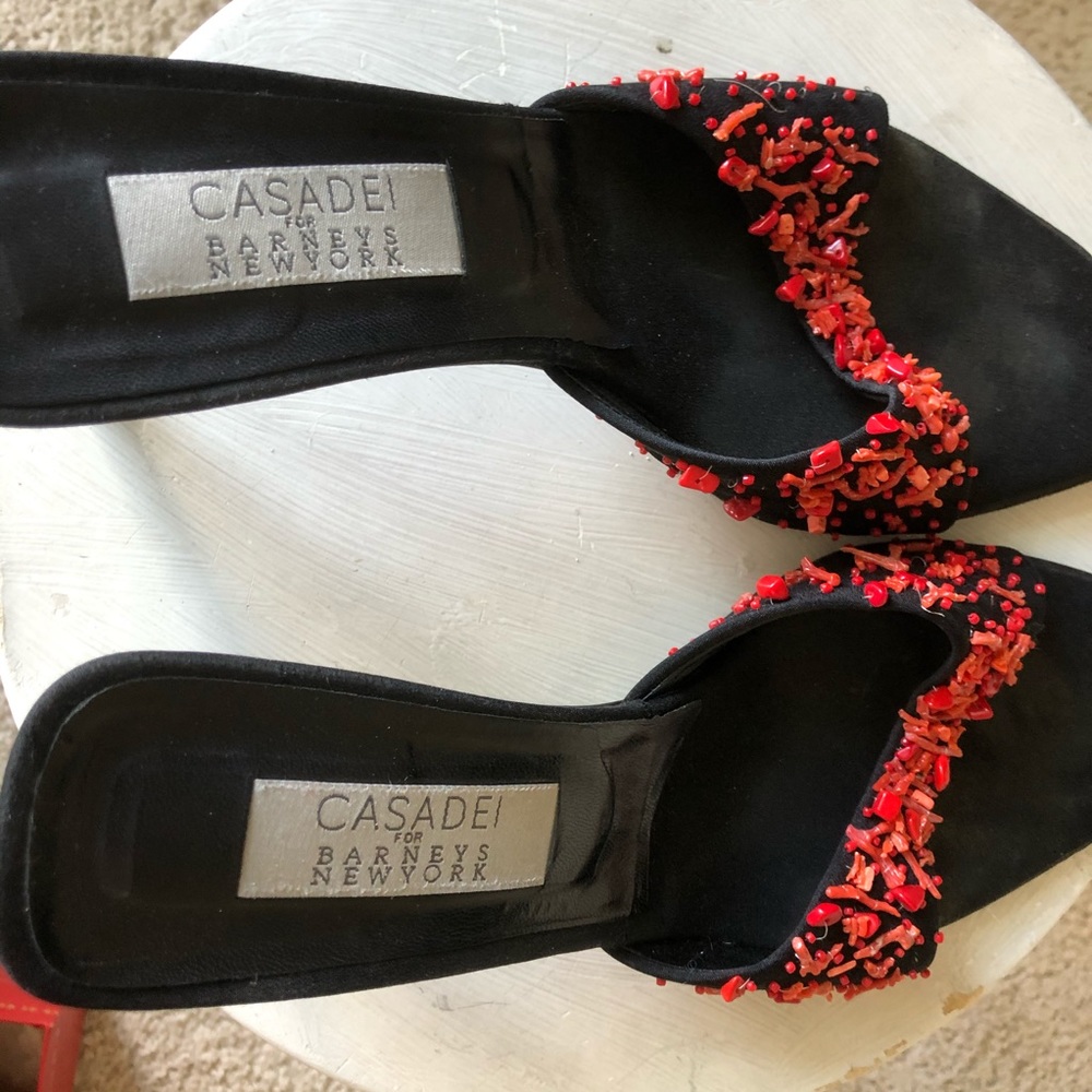Black Sandal Kitten Heels 9 Red Casadei - Picture 7 of 8
